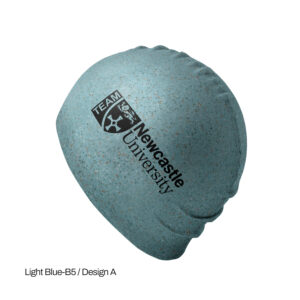 Recycled silicone swimming cap with custom printed Newcastle University logo