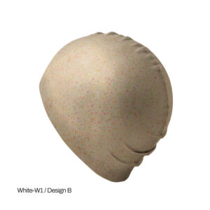 White recycled silicone swimming cap with multi color sprinkles