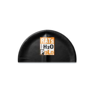 Black 3D Dome silicone swimming cap with custom printed logo
