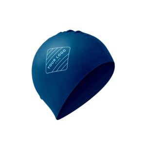 Blue custom seamless silicone swimming cap with custom printable logo