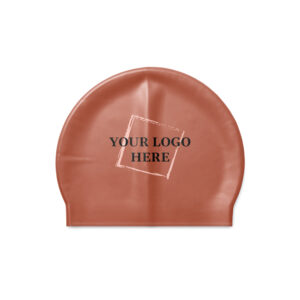 Brown latex long hair swimming cap with custom printed logo