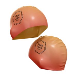 Orange standard silicone swimming cap with custom printable logo
