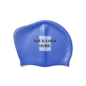 Blue custom silicone long hair swimming cap