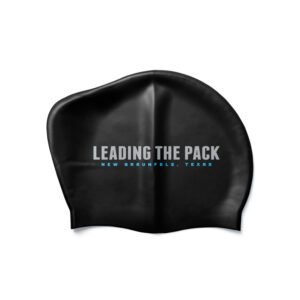 Black silicone long hair swimming cap with custom printed logo